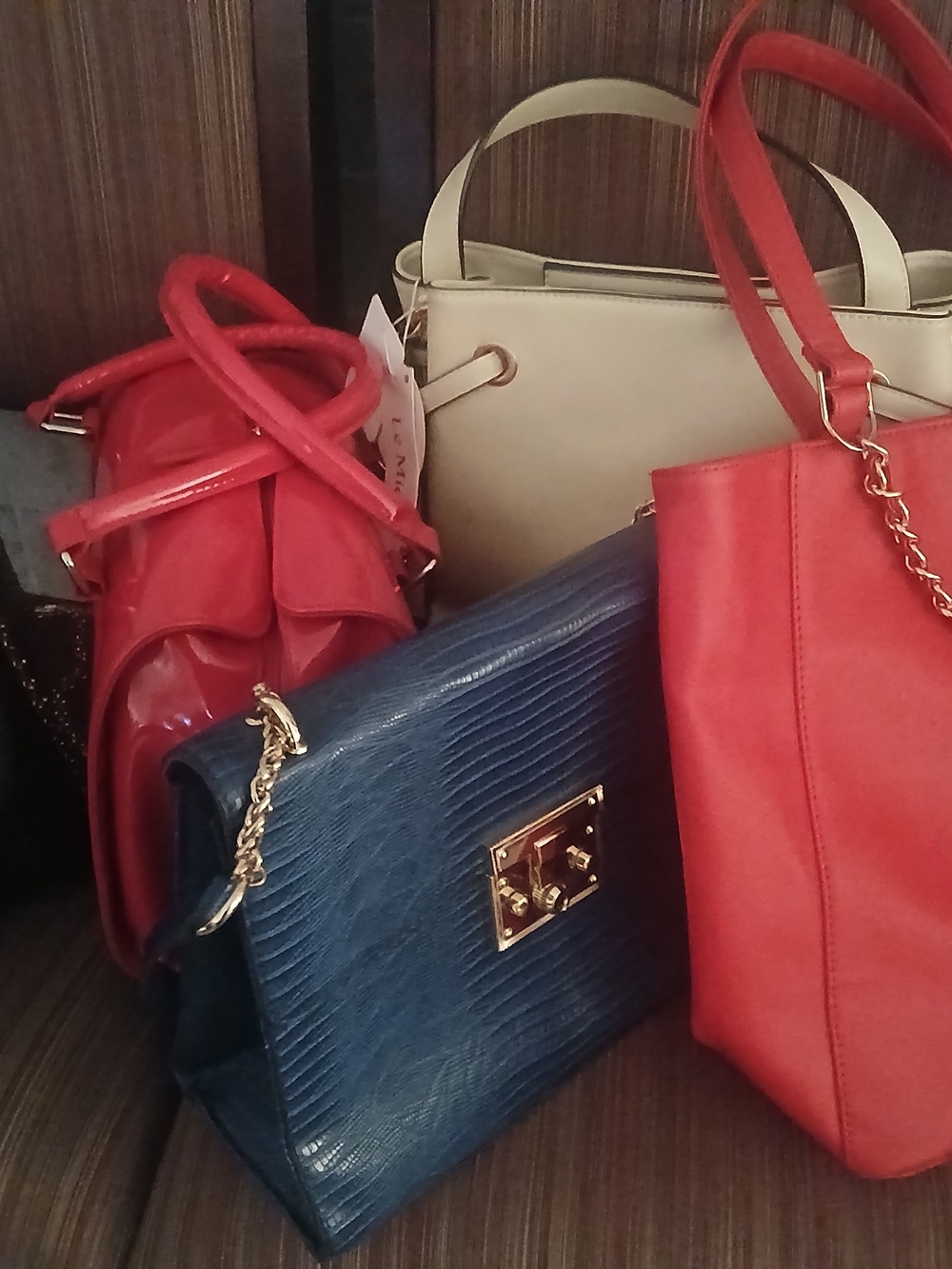 Red Tote and Blue Crossbody Bag Set - Stylish Women's Handbags